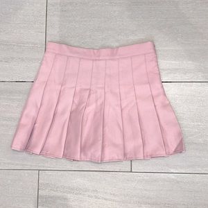 Baby Pink Pleated Mini Skirt Built-In Shorts